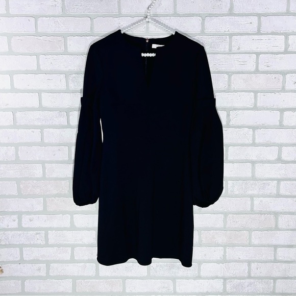 Tibi Bishop Long Sleeve Fit and Flare Dress in Black Size 0 - Picture 3 of 10